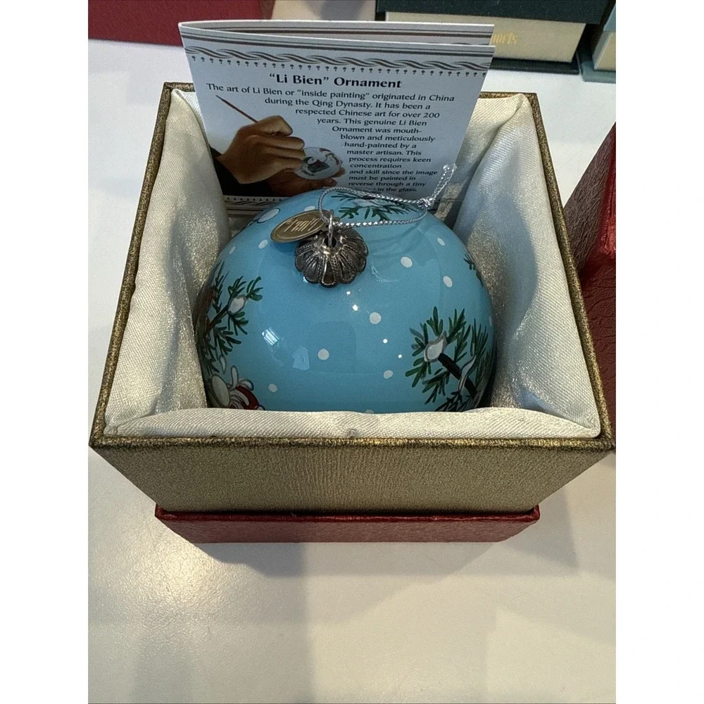 Pier 1 Li Bien 3” Christmas Ornament 2014 Snowmen With Snowballs In The Trees